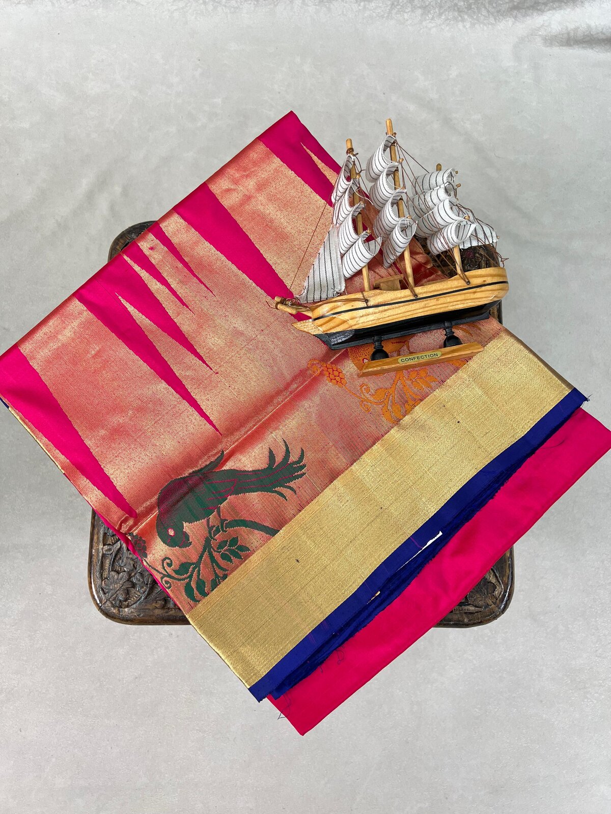 Orange & Maroon Narayanpet Pure Silk Big Temple Border Saree – GWS33056