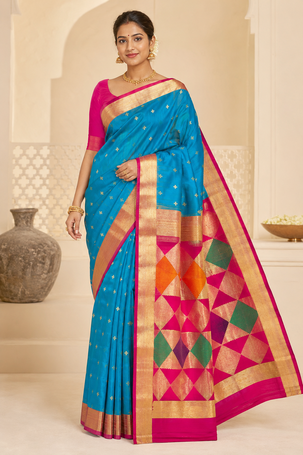 Model wearing the saree for SKU GWS33061