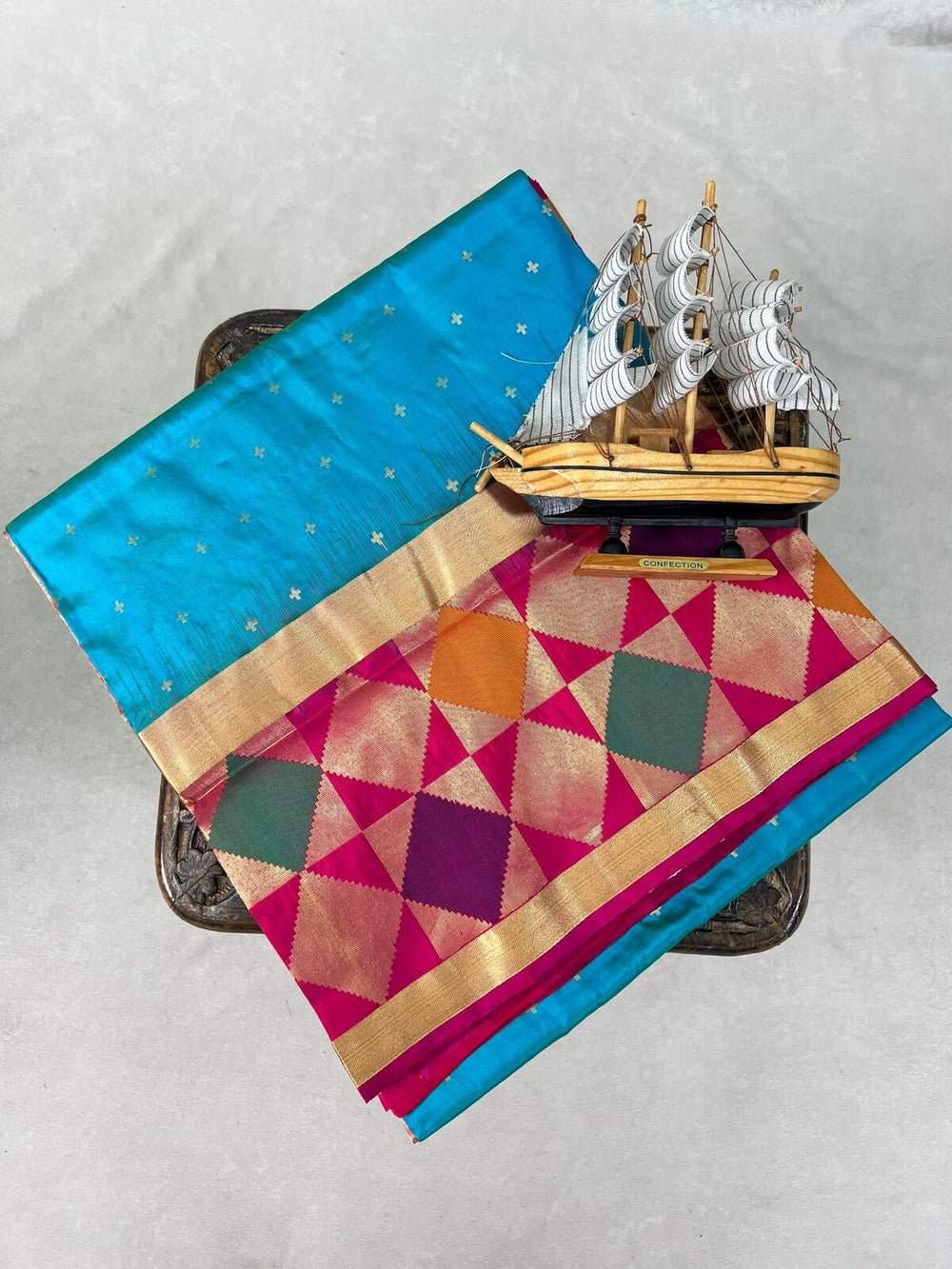 Teal & Orange Narayanpet Pure Silk Saree – GWS33061