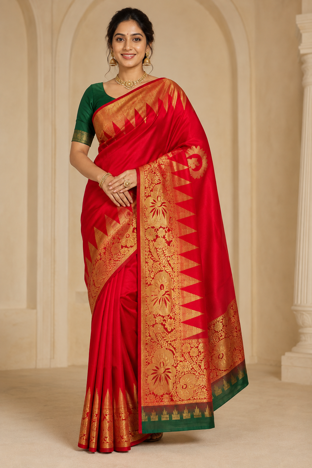 Model wearing the saree for SKU GWS33073