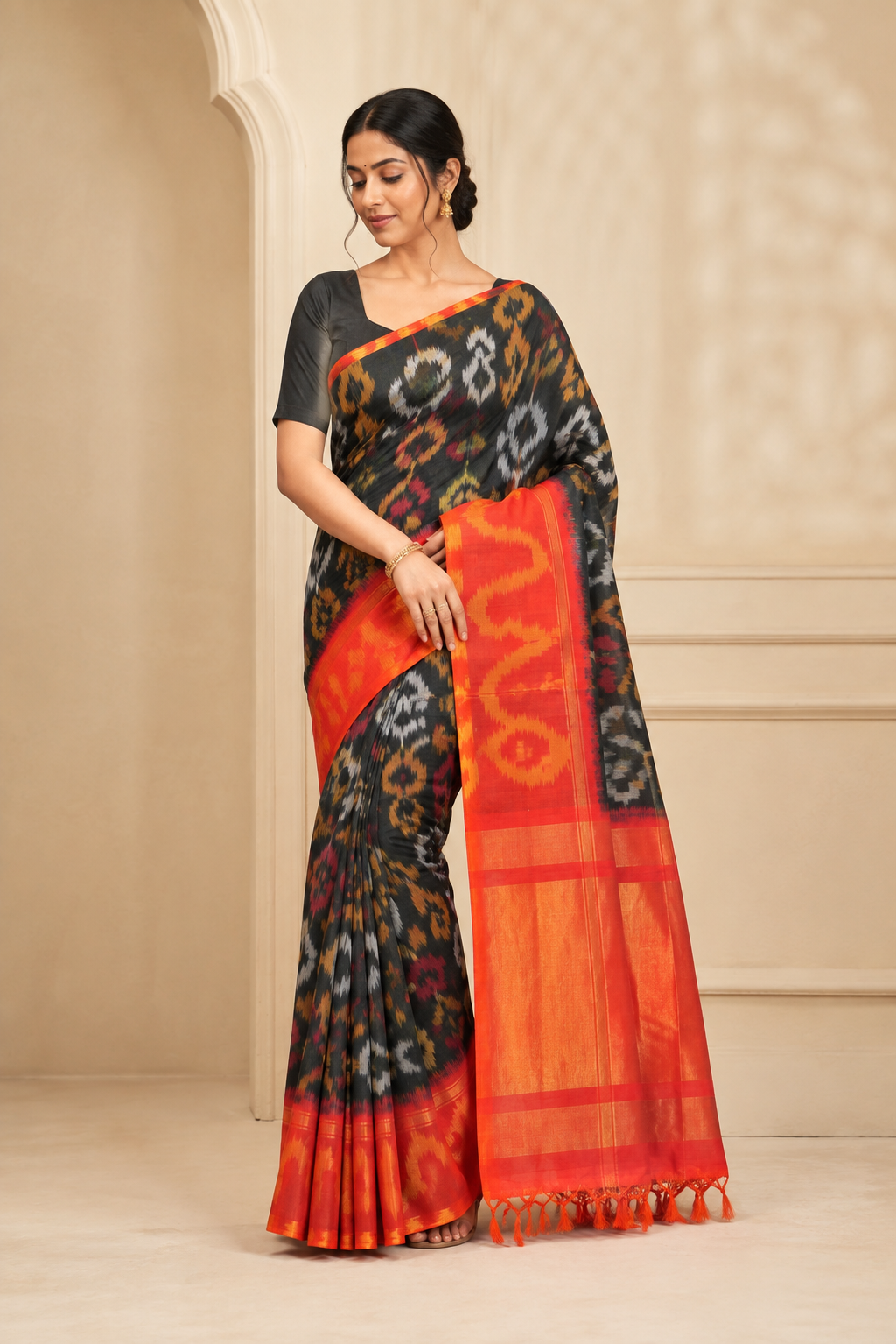 Model wearing the saree for SKU GWS33187