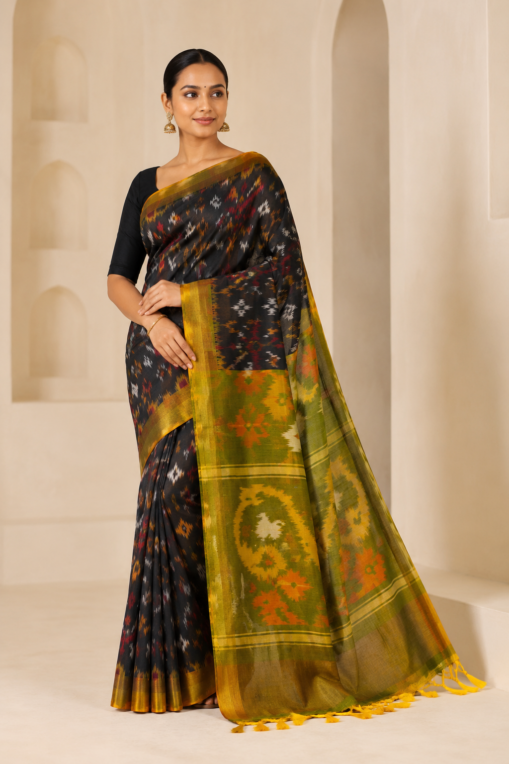 Model wearing the saree for SKU GWS33191