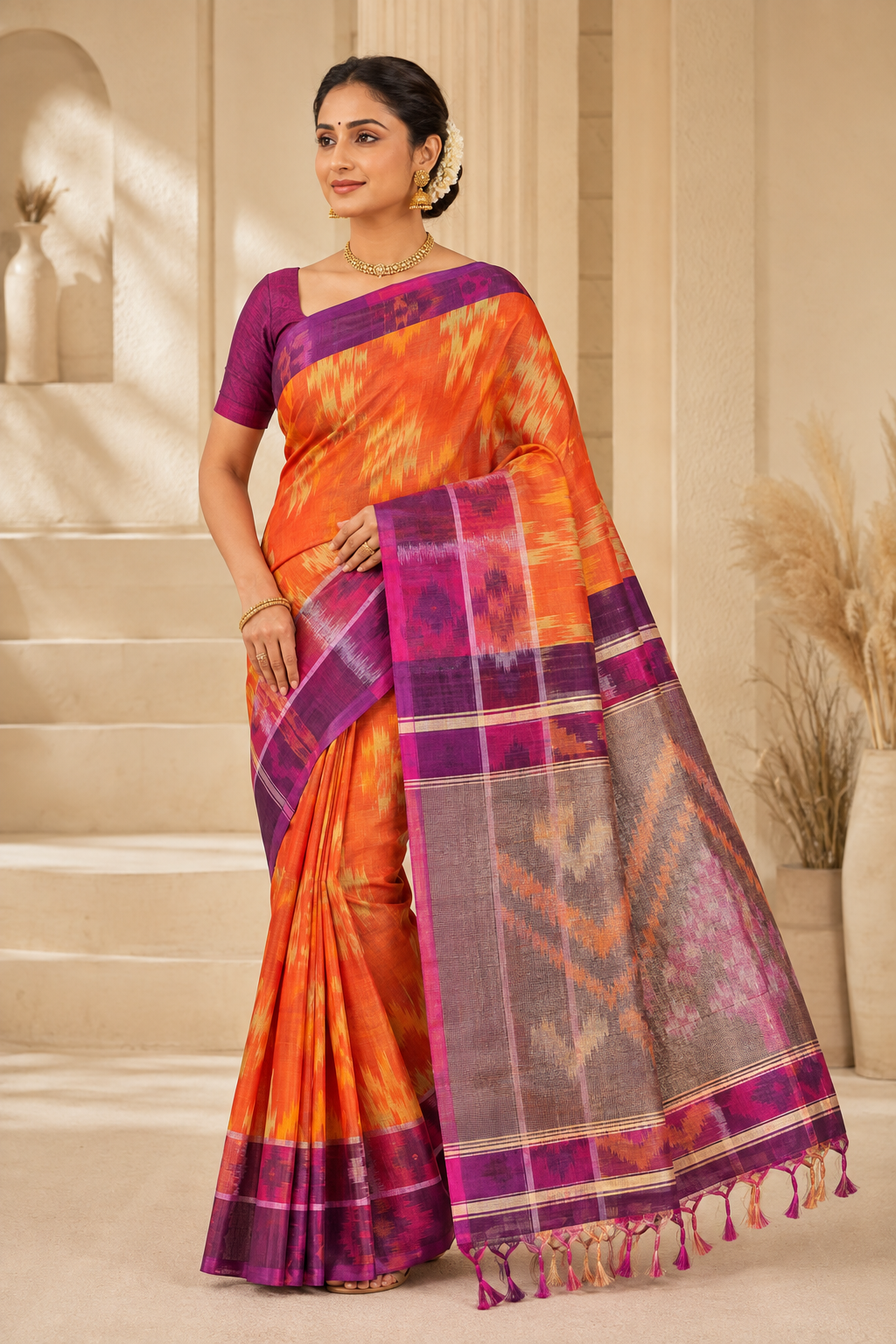 Model wearing the saree for SKU GWS33239