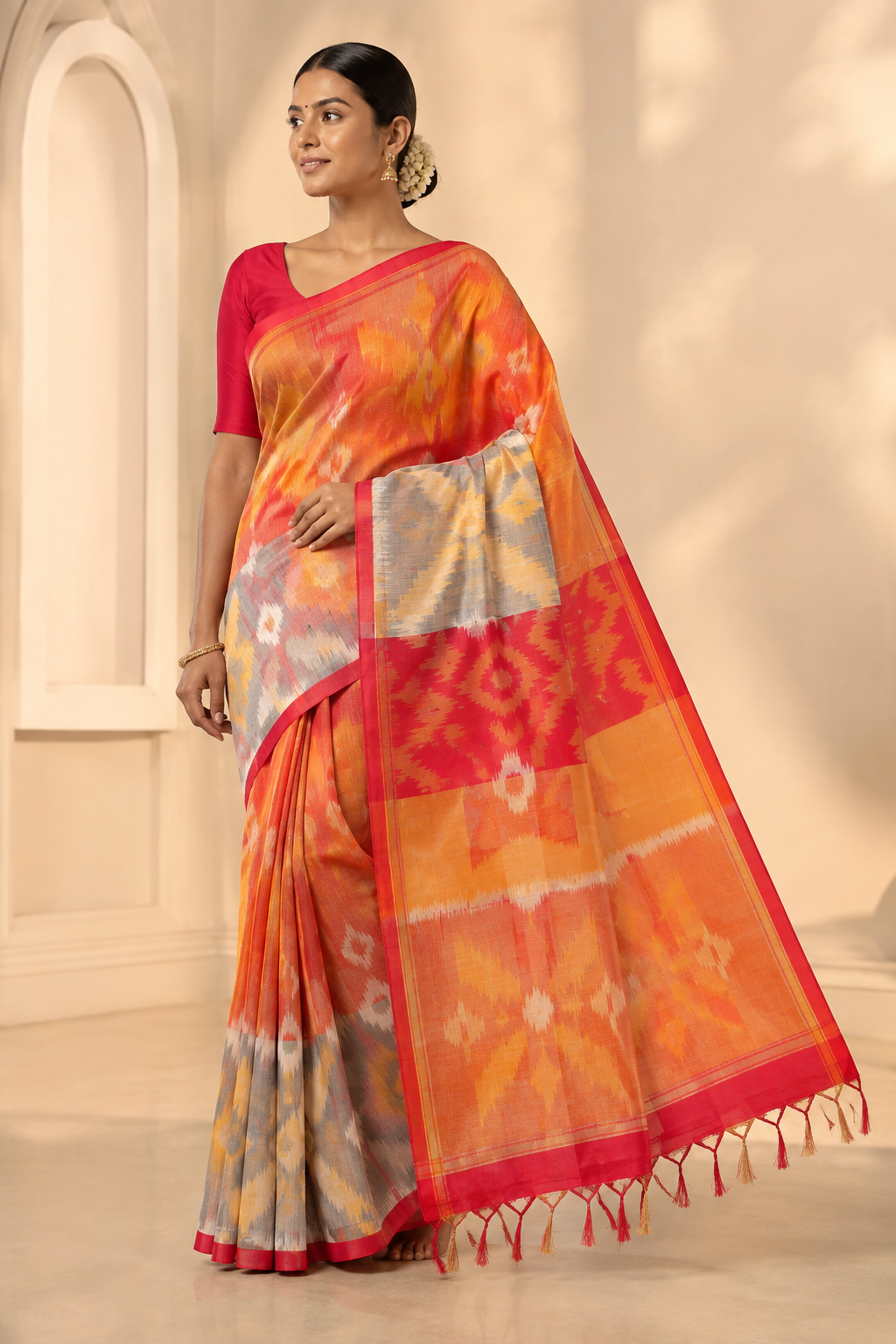 Model wearing the saree for SKU GWS33242