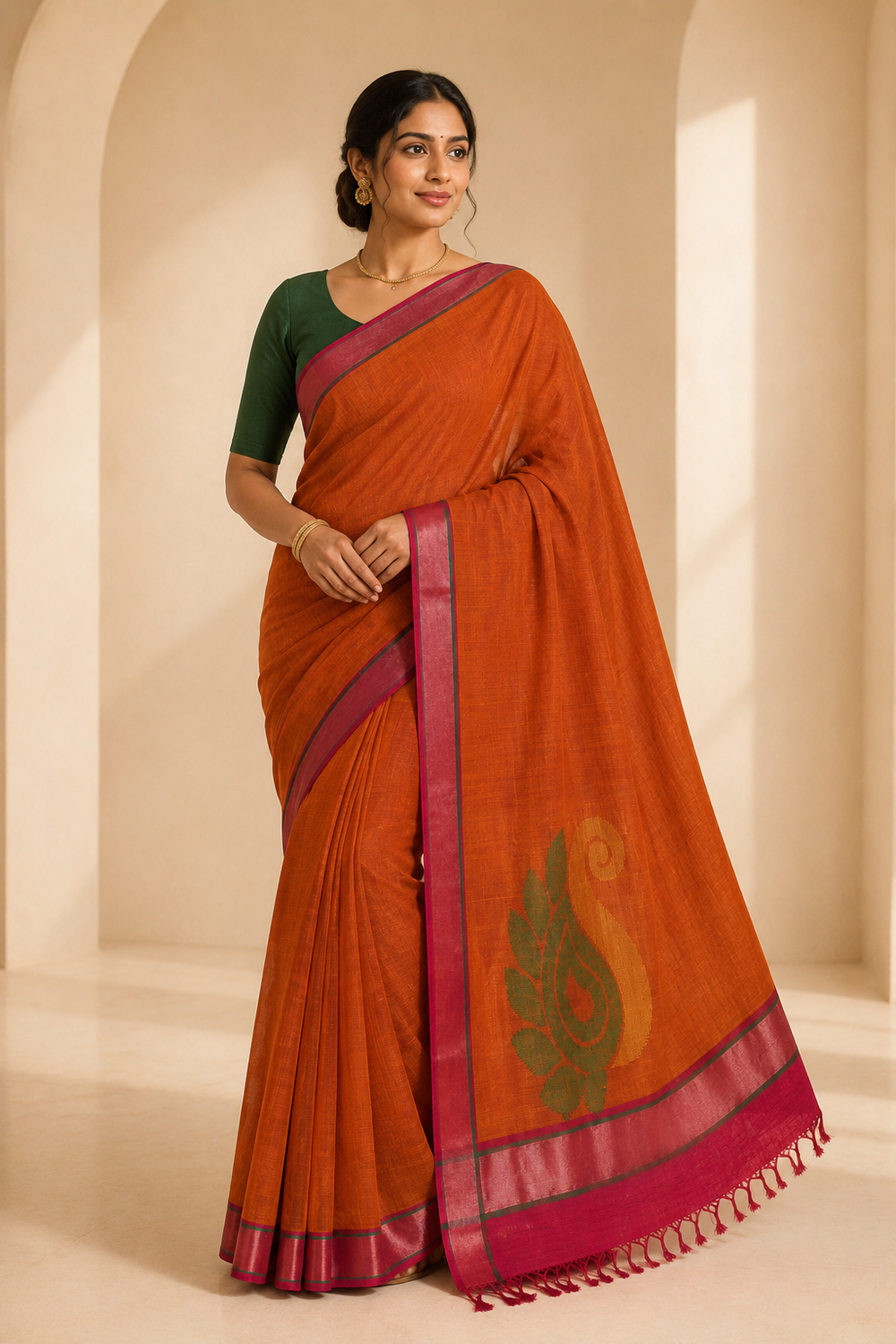 Model wearing the saree for SKU GWS33273