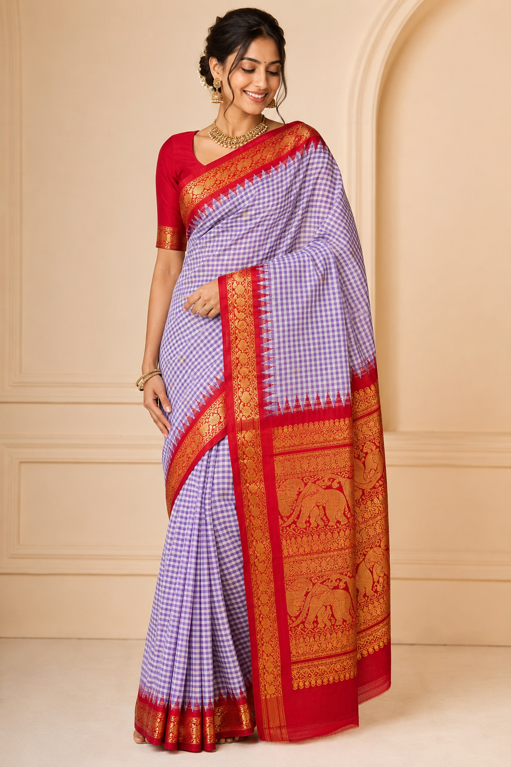 Model wearing the saree for SKU GWS35096