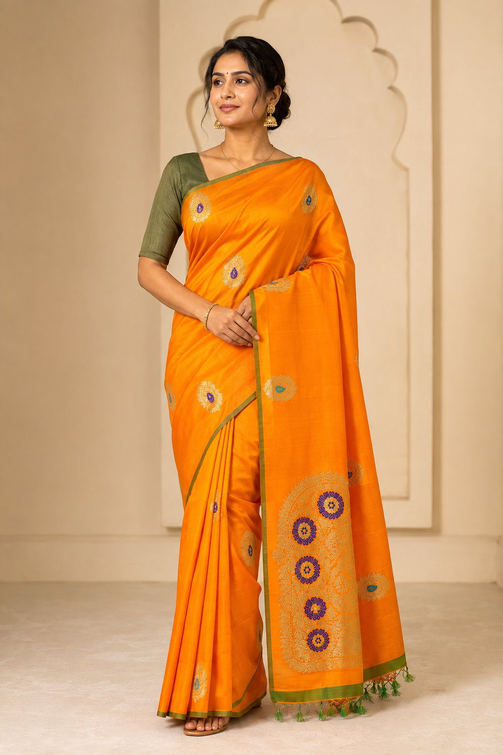 Model wearing the saree for SKU GWS36059