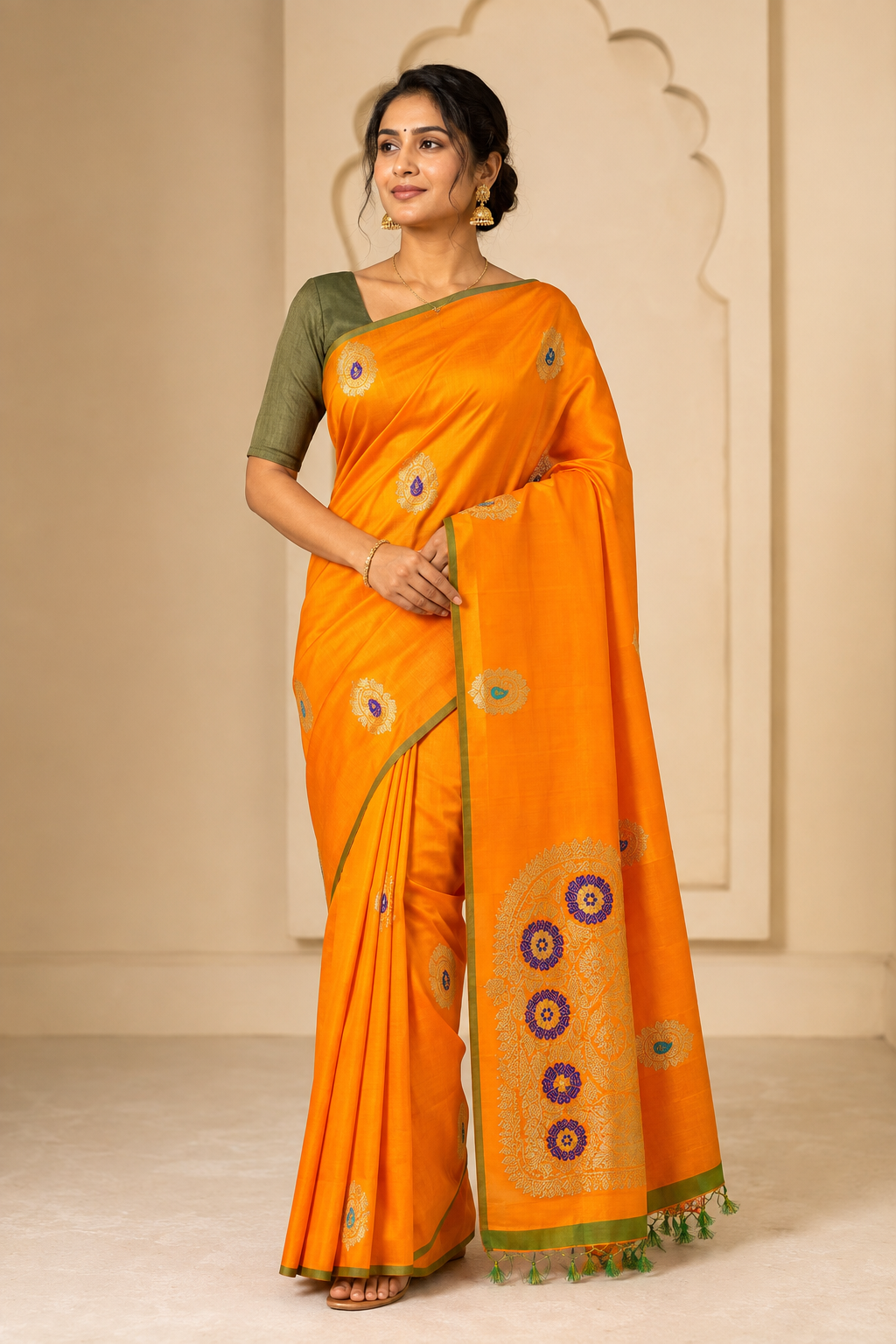 Model wearing the saree for SKU GWS36059