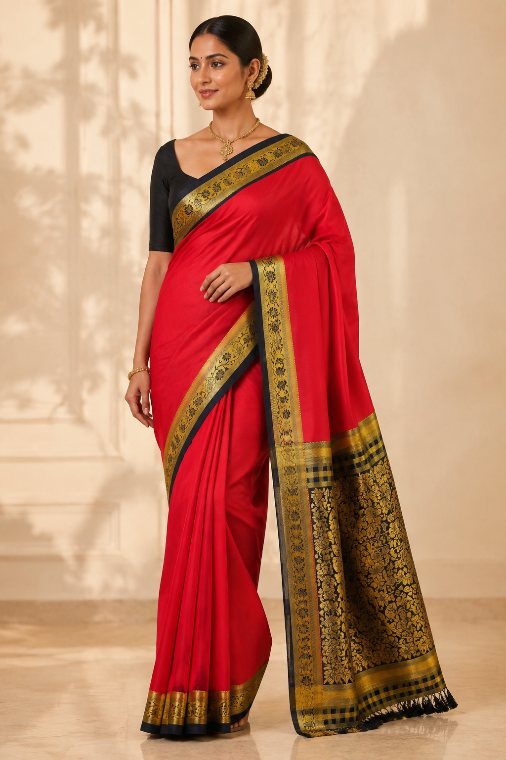 Model wearing the saree for SKU GWS37696