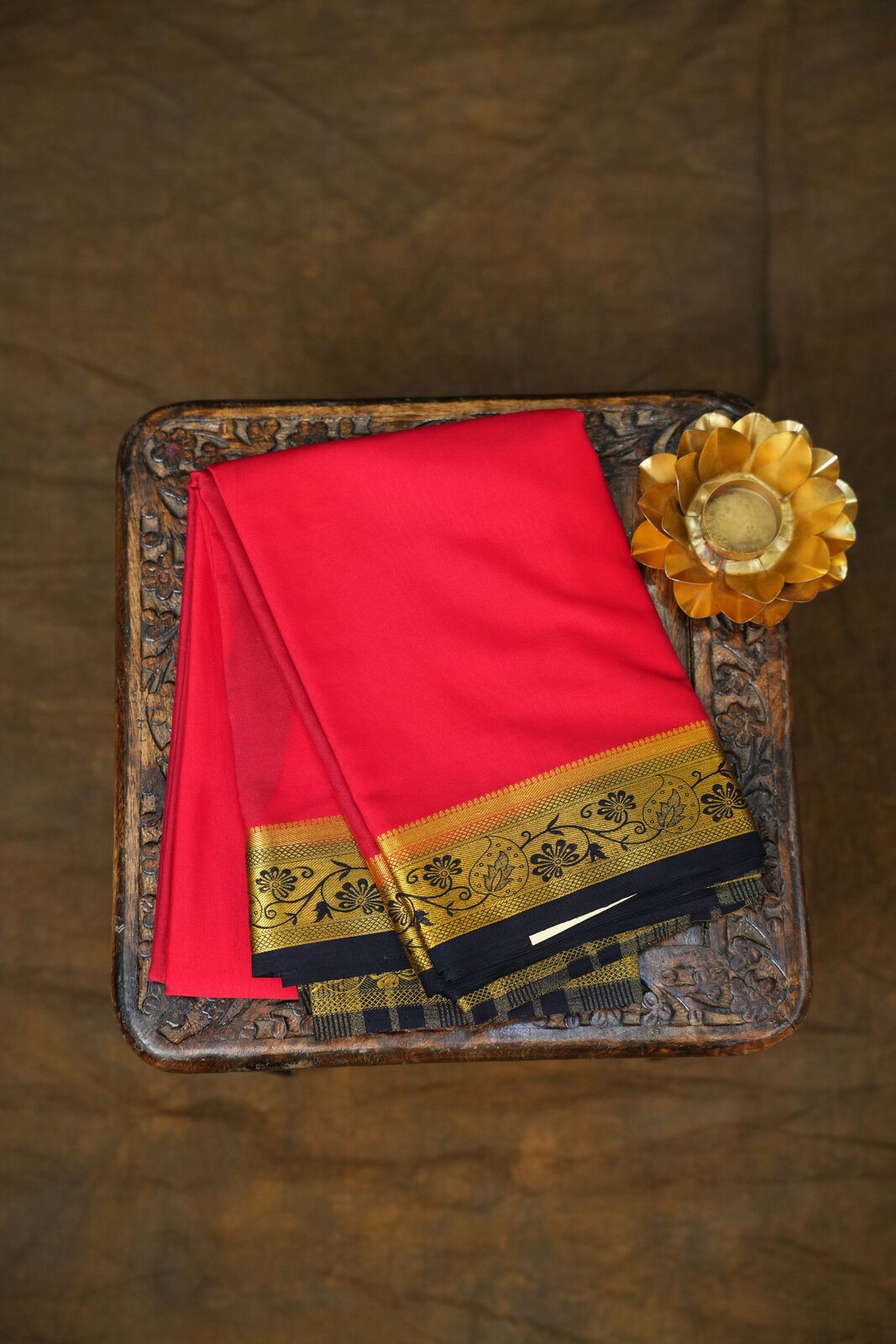 Red & Brown Semi Mysore Silk Saree – GWS37696