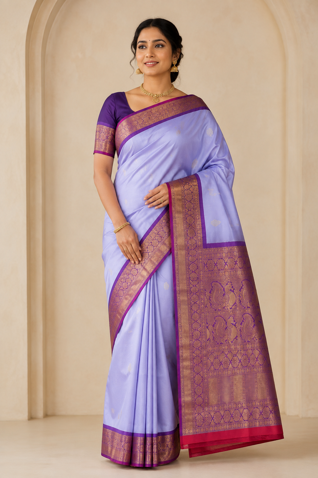 Model wearing the saree for SKU GWS38134