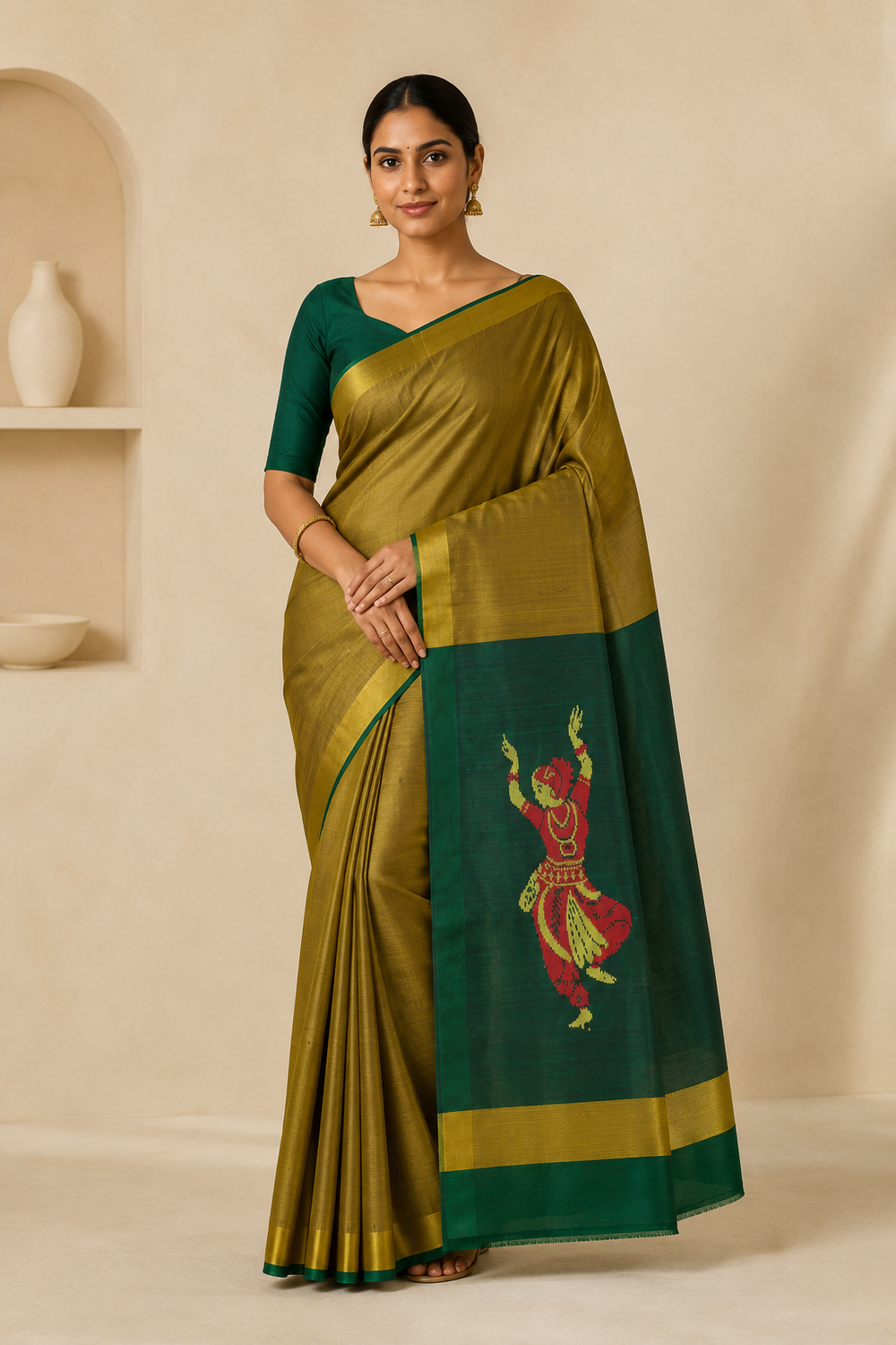 Model wearing the saree for SKU GWS38161