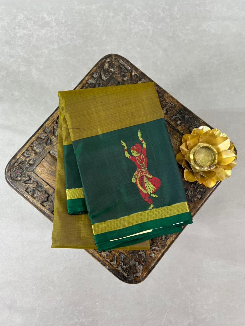 Gold & Turquoise Kanchipuram Pure Silk Handloom Saree – GWS38161