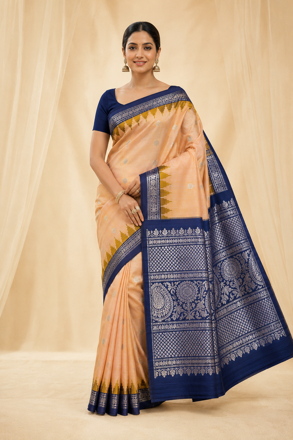 Model wearing the saree for SKU GWS38329