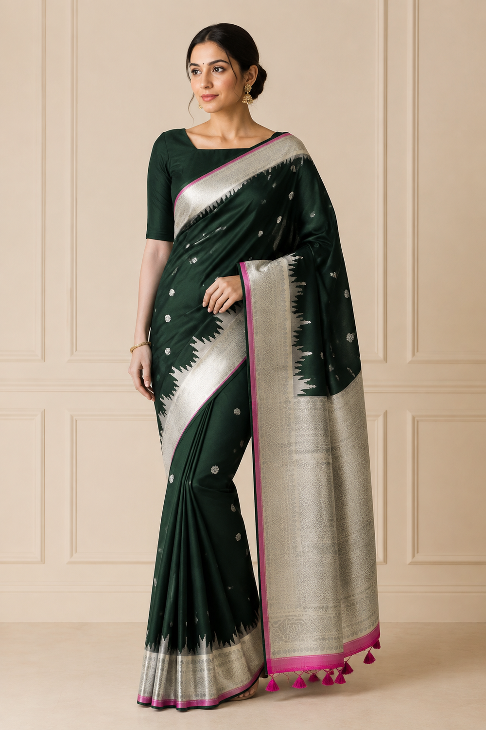 Model wearing the saree for SKU GWS38331